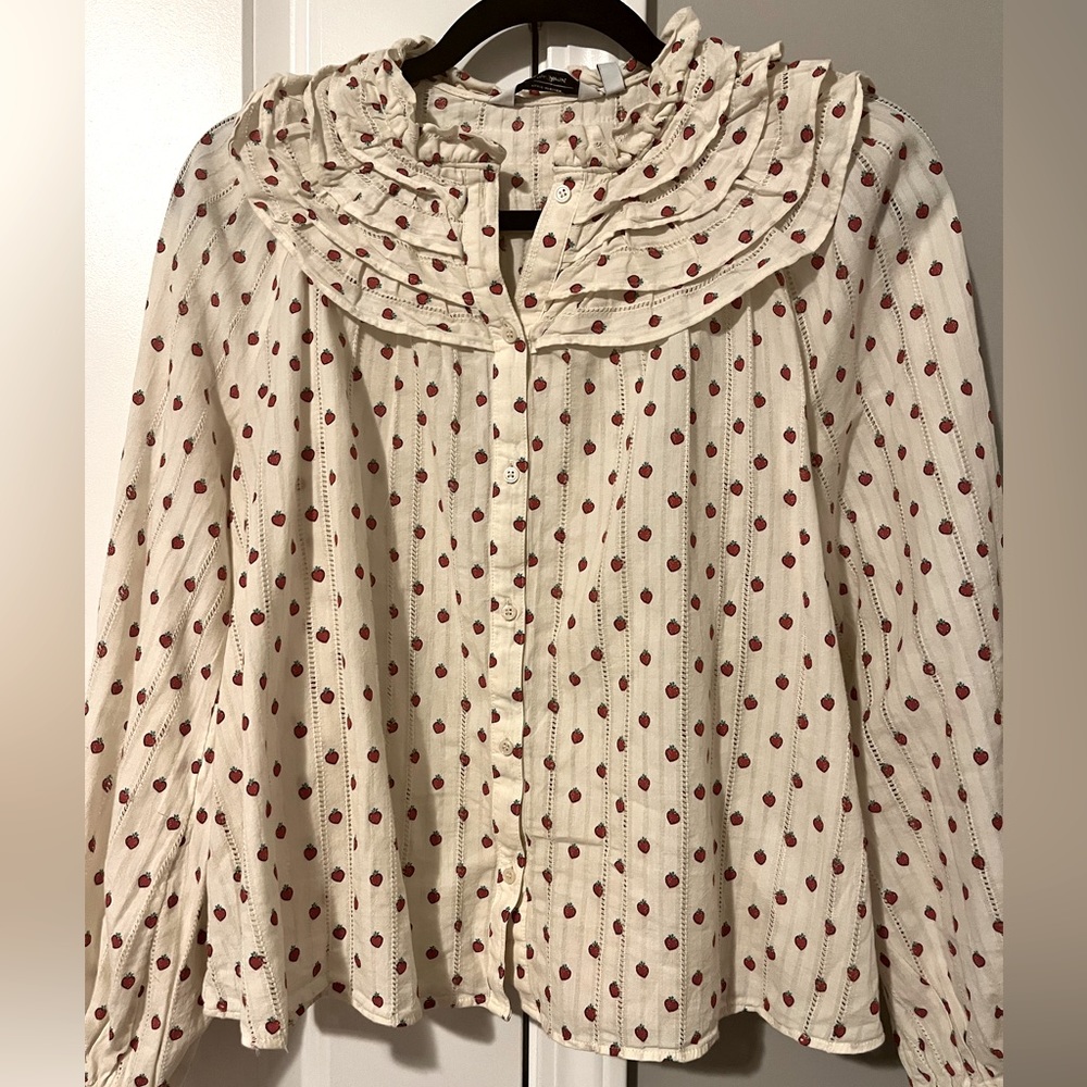 &other stories top with frills and balloon sleeve